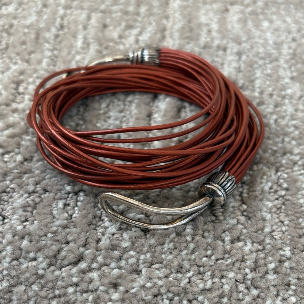 Chan Luu burnt orange and Sterling Silver clasp wrap bracelet 🍁